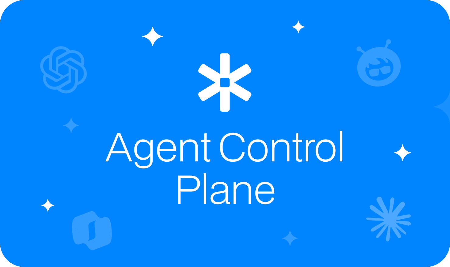 White asterisk over "Agent Control Plane" on blue, symbolizing Astrix’s NHI management and service account security leadership.
